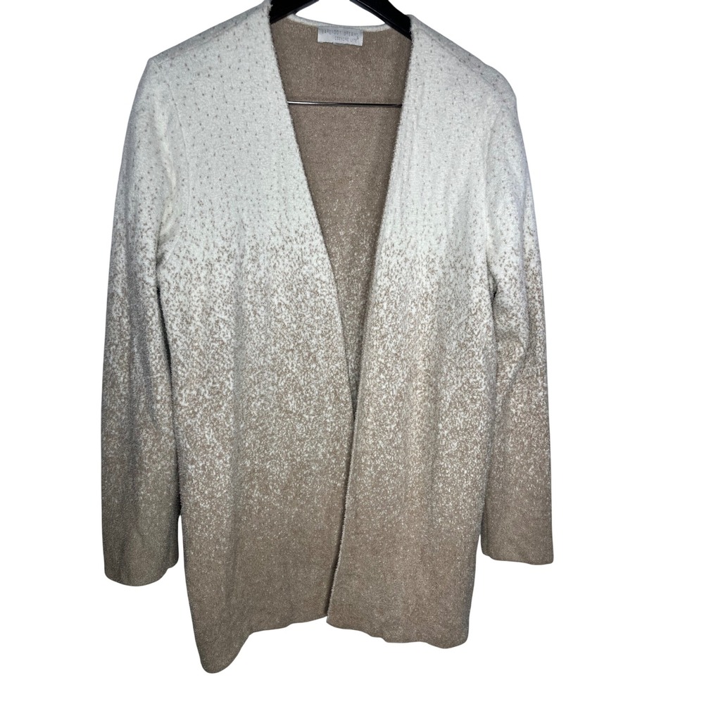 Barefoot Dreams CozyChic Lite‎ Cardigan XL Ombre Cream Tan Open Front Boho Chic
